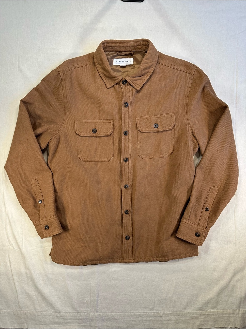 Aeropostale Men's Twill Workwear Shacket Shirt Jacket Brown Small Like New